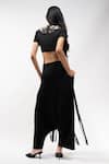 Shop_AK-OK_Black Viscose Sequins, Beads, Embroidered Crop Top And Pleated Trouser Set _at_Aza_Fashions