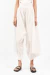 Buy_AK-OK_White Cotton High Neck, Asymmetric Collar Cut-out Top And Trouser Set 