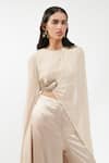 Shop_AK-OK_Cream Silk Round Neck Embellished Cape And Trouser Set 