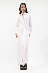 Buy_AK-OK_White Cotton Collared, V-neck Button-down Maxi Dress _Online_at_Aza_Fashions