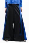 Buy_AK-OK_Blue Cotton Collared, V-neck Solid Shirt And Trouser Set _Online_at_Aza_Fashions