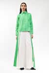 Buy_AK-OK_Green Cotton Collared Solid Shirt And Trouser Set _at_Aza_Fashions