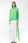 Buy_AK-OK_Green Cotton Collared Solid Shirt And Trouser Set _Online_at_Aza_Fashions