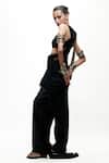 Shop_AK-OK_Black Viscose Pleated Wide Legged Pant _at_Aza_Fashions