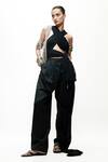 AK-OK_Black Viscose Pleated Wide Legged Pant _Online_at_Aza_Fashions