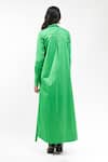 Shop_AK-OK_Emerald Green Cotton Collared, Button-down Neck Full Sleeve Maxi Shirt Dress _at_Aza_Fashions