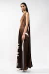 Buy_AK-OK_Brown Silk One Shoulder Draped Jumpsuit _Online_at_Aza_Fashions