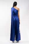 Shop_AK-OK_Blue Silk One Shoulder Abstract Print Jumpsuit _at_Aza_Fashions