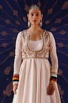 Buy_Jigar Mali_Ivory Chanderi Zari, Sequins, Beads Plunge Embroidered Jacket Anarkali Set _Online_at_Aza_Fashions