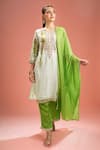 Buy_Samyukta Singhania_Green Silk, Shantoon, Gota Patti, Lace, Shibori Kurta Set _at_Aza_Fashions