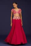 Buy_Devnaagri_Fuchsia Cotton Satin, Silk, Organza Mirrors, Sequins, And Dori Lehenga Set _Online_at_Aza_Fashions