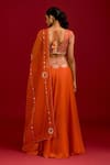 Shop_Devnaagri_Orange Cotton Satin, Silk, Organza Mirrors, Sequins, Embroidery Work Lehenga Set _at_Aza_Fashions