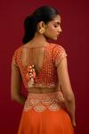 Devnaagri_Orange Cotton Satin, Silk, Organza Mirrors, Sequins, Embroidery Work Lehenga Set _Online_at_Aza_Fashions