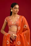 Shop_Devnaagri_Orange Cotton Satin, Silk, Organza Mirrors, Sequins, Embroidery Work Lehenga Set _Online_at_Aza_Fashions