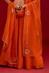 Devnaagri_Orange Cotton Satin, Silk, Organza Mirrors, Sequins, Embroidery Work Lehenga Set _at_Aza_Fashions