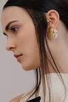 Buy_DE'Anma_Gold Plated Aldikatu Tallis Circlet Studs _at_Aza_Fashions