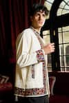 Buy_Dash And Dot_Off White Cotton Embroidery Mandarin Collar Shirt _Online_at_Aza_Fashions