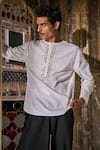 Dash And Dot_White Cotton Mirrors Work Organic Kurta _Online_at_Aza_Fashions