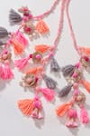 Hair Drama CO_Pink Satrangi Crystal And Shell Tassels Parandi _Online_at_Aza_Fashions