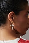 Quod_Gold Plated Pearls Mini Cross Earrings _Online_at_Aza_Fashions