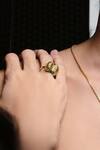 Shop_Quod_Gold Plated Imitation Gemstones Lungs Ring _at_Aza_Fashions