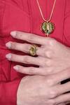 Quod_Gold Plated Imitation Gemstones Lungs Ring _Online_at_Aza_Fashions