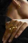 Buy_Quod_Gold Plated Pearls Liquid Ring _at_Aza_Fashions