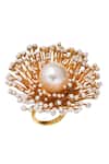 Shop_Quod_Gold Plated Pearls Bloom Ring _at_Aza_Fashions