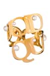 Shop Quod Gold Plated Pearls Xl Quod Cuff at Aza Fashions Shop_Quod_Gold Plated Pearls Xl Quod Cuff _at_Aza_Fashions