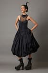 Buy_Quod_Black Cotton, Nylon High Neck Billow Dress _at_Aza_Fashions