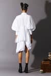 Shop_Quod_White Cotton Collared, Button-down Neck Wolf Wing Sleeve Shirt Dress _at_Aza_Fashions