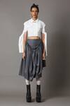 Quod_White Cotton, Poplin Collared Tie-up Sleeves Cropped Shirt _Online_at_Aza_Fashions