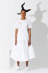 Buy_Quod_White Cotton Flared Skirt _at_Aza_Fashions