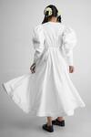 Shop_Quod_White Cotton, Poplin Round Neck Wolf Wing Shirt Dress _at_Aza_Fashions