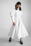 Buy_Quod_White Cotton, Poplin Round Neck Wolf Wing Shirt Dress _at_Aza_Fashions