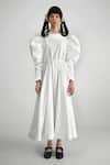 Buy_Quod_White Cotton, Poplin Round Neck Wolf Wing Shirt Dress _Online_at_Aza_Fashions