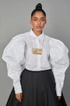 Buy_Quod_White Cotton, Poplin Collared Wolf Wing Shirt _at_Aza_Fashions