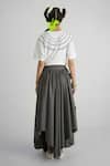 Shop_Quod_Gray Polyester, Viscose, Suiting Fabric Flowers Foliage Garden Skirt _at_Aza_Fashions