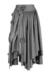 Buy_Quod_Gray Polyester, Viscose, Suiting Fabric Flowers Foliage Garden Skirt _Online_at_Aza_Fashions