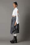 Quod_Gray Polyester, Viscose, Suiting Draped Skirt _Online_at_Aza_Fashions