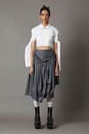Shop_Quod_Gray Polyester, Viscose, Suiting Draped Skirt _Online_at_Aza_Fashions
