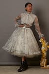 Quod_White Tulle, Organza Multi Face Skirt _Online_at_Aza_Fashions