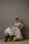 Buy_Quod_White Tulle, Organza Multi Face Skirt 