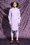 Buy_Quod_Lilac Cotton Collared, Button-down Neck Bloom Shirt Dress 
