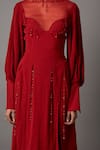 Buy_Quod_Red Viscose Beads High Neck Garland String Dress _Online_at_Aza_Fashions