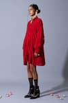 Buy_Quod_Red Cotton, Linen Embroidery Collared, Button-down Trip The Status Shirt Dress _Online_at_Aza_Fashions