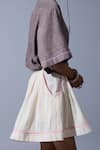 Buy_Quod_Off White Linen, Handloom Cotton Embroidery Curtain Handwoven Skorts _Online_at_Aza_Fashions