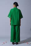 Shop_Quod_Green Linen Embroidery School Handwoven Pant _at_Aza_Fashions
