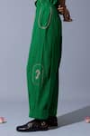 Buy_Quod_Green Linen Embroidery School Handwoven Pant _Online_at_Aza_Fashions