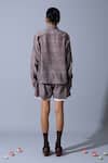 Shop_Quod_Brown Linen, Cotton Embroidery Layered Shorts _at_Aza_Fashions
